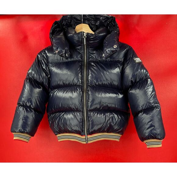 Burberry Boys' Josiah Down Filled Hooded Blue Puffer Jacket Kids Size 8 - Picture 3 of 16